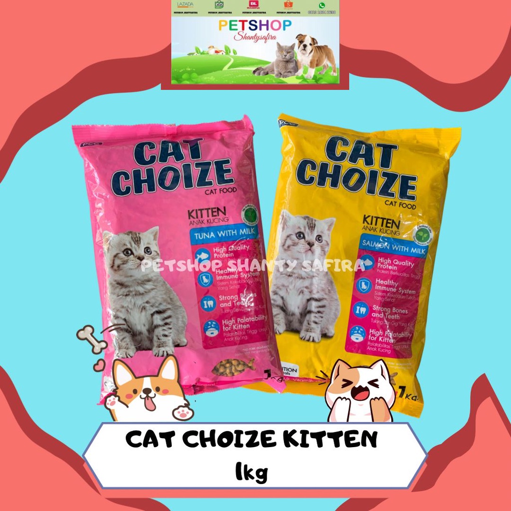 MAKANAN KUCING CAT CHOIZE KITTEN 1KG SALMON / TUNA WITH MILK