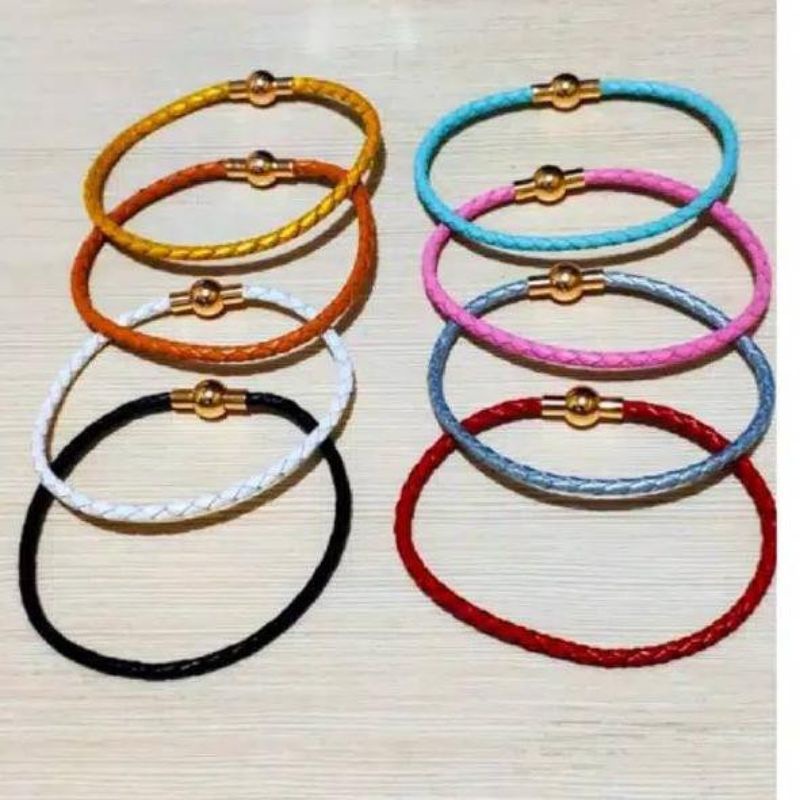 gelang kulit pandora inisial huruf ready stok