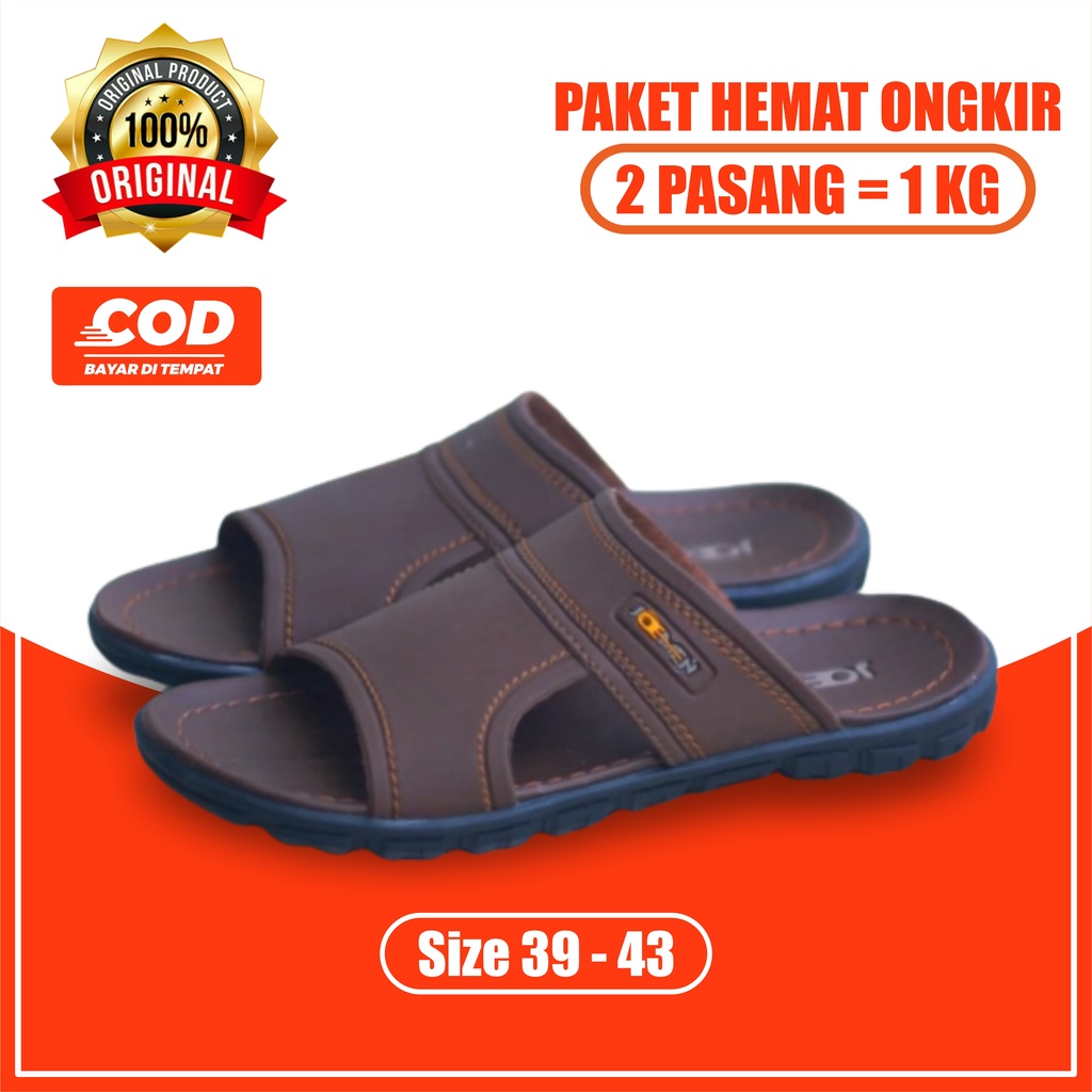 SANDAL PRIA KULIT JOEMEN WARNA COKLAT BROWN KEREN BEST SELLER PALING BANYAK TERJUAL ORIGINAL JOEMEN 100% S-17 SANDAL IMPORT KEREN FASHION PRIA