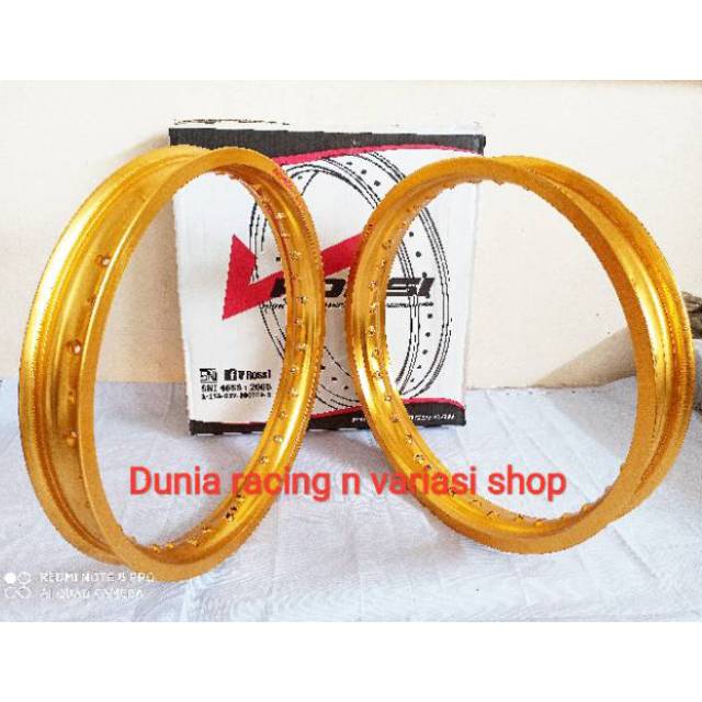 Velg Rossi ukuran 185 215 18 hole 36 ada Silver Gold Hitam sepasang depan belakang