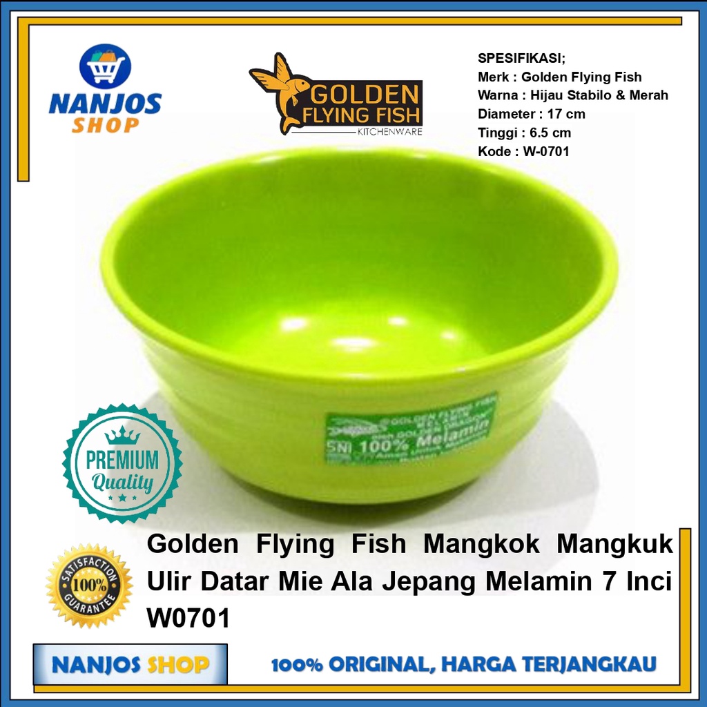 Golden Mangkok Mangkuk Ulir Datar Mie Ala Jepang Melamin 7 Inci W0701