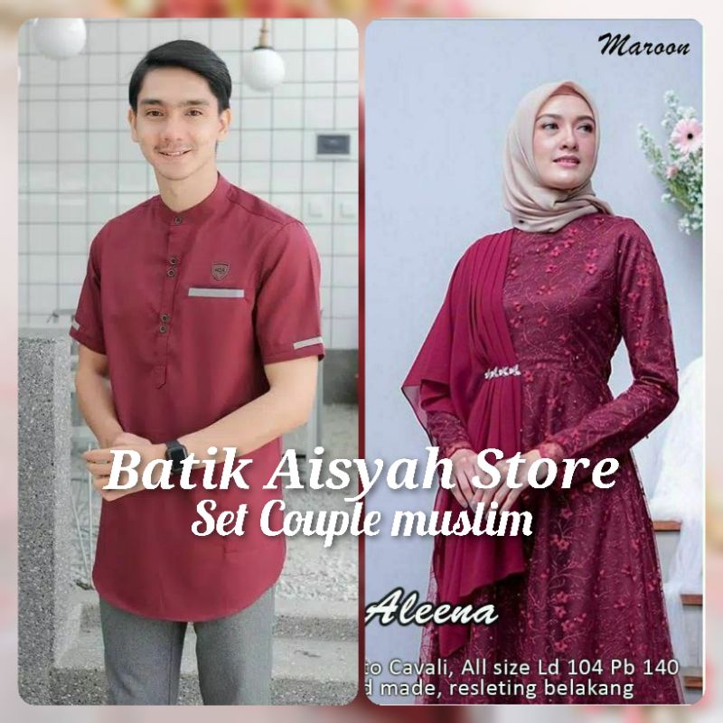BAJU COUPLE GAMIS MAXI BROKAT PASANGAN KONDANGAN REMAJA LAMARAN GAUN PESTA MUSLIMAH DRESS BRUKAT MEW
