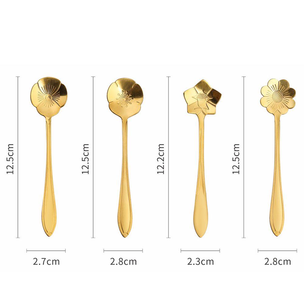 Preva Flower Spoon Set Silver Gold Sendok Stainless Steel Untuk Kopi Teh Coffee Spoon