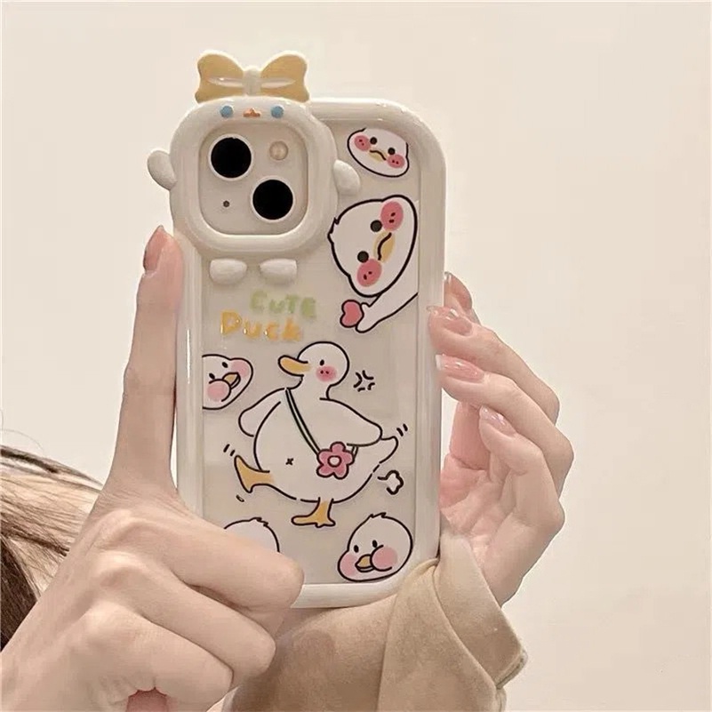 Soft Case Pelindung Lensa Kamera Motif Bebek Bahan TPU Anti Jatuh Untuk iPhone 14 13 12 11 Pro Max X Xr Xs Max 7 8 6 6s Plus SE 2020