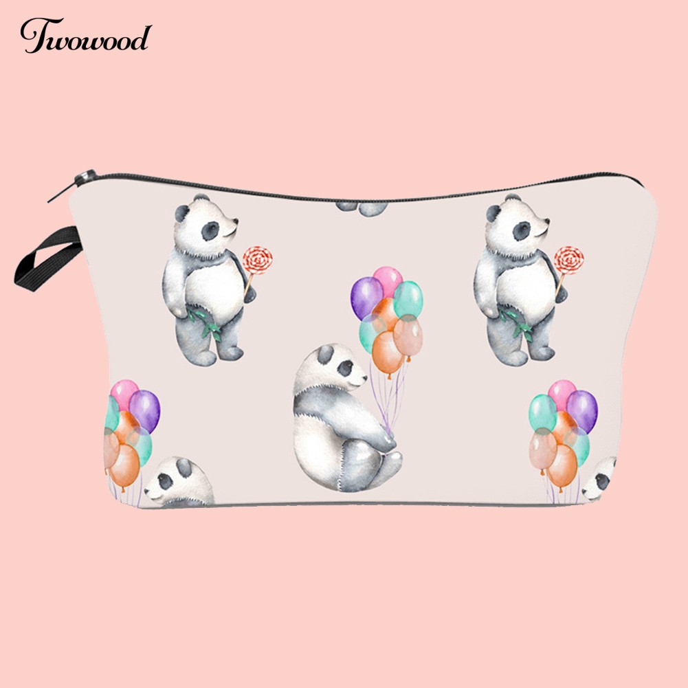 310wood Tas Pouch Dengan Bahan Kayu Dan Gambar Kartun Panda Untuk Kosmetik