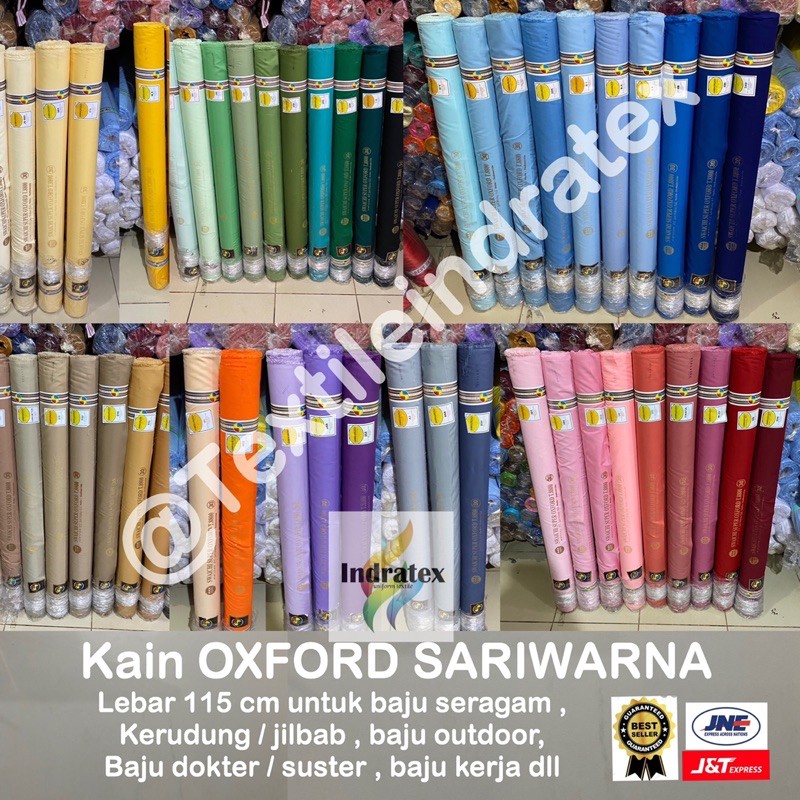 ( per 1 roll ) KAIN OXFORD SARI WARNA SARIWARNA LEBAR 115 CM per roll BAHAN BAJU SERAGAM KERUDUNG MASKER dress tunik koko gamis