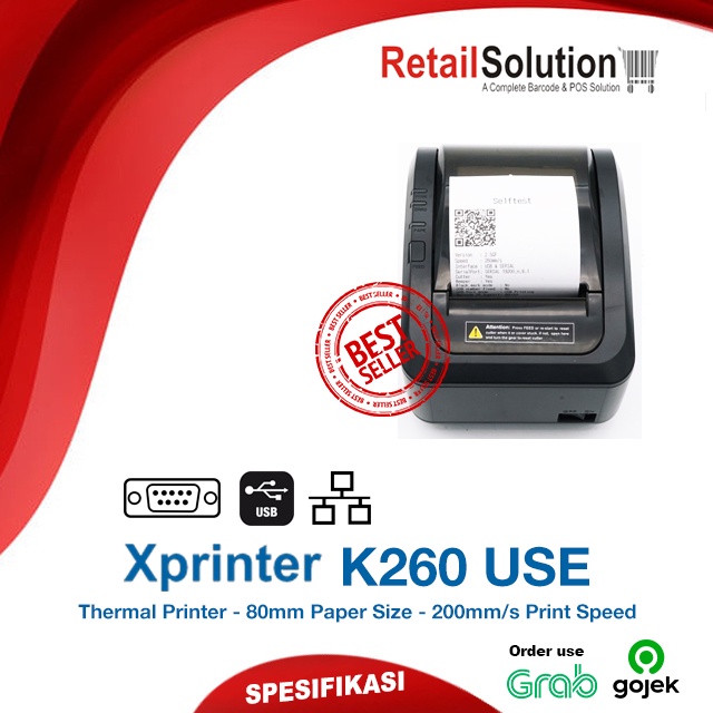 Printer Kasir Thermal Struk 80mm - Xprinter K260 / K-260 USE USB LAN