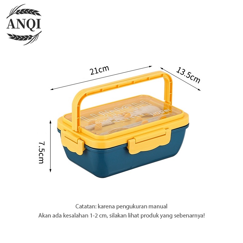 ANQI 1888 Kotak Makan Siang Bahan Jerami Pegangan  / Lunch Box Set / Bpa Free / PP Jerami Gandum / Bento Set VS-95