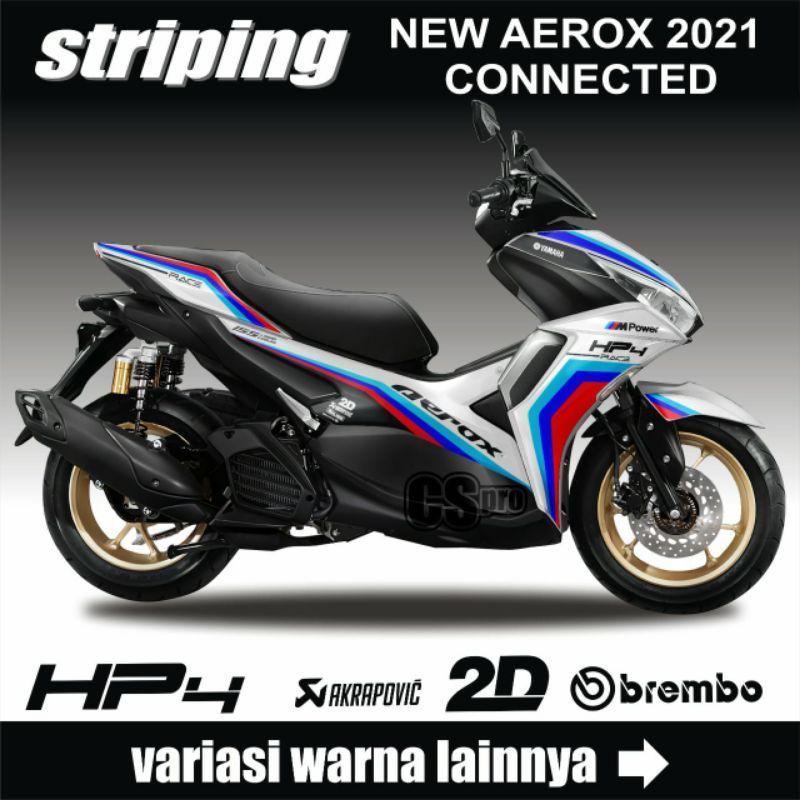 Decal Striping Yamaha Aerox 155 New Conected 2021 Stiker Variasi Motif Hp4 Bmw