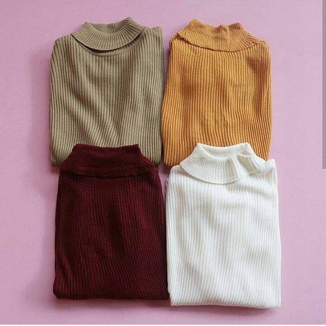 Rajut Turtleneck Lengan Panjang / Rajut Wanita