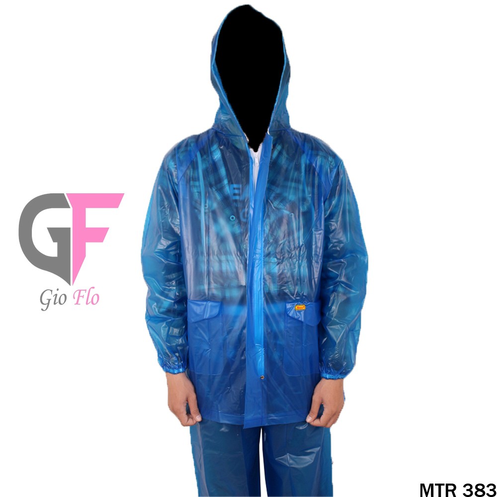 GIOFLO Jas Hujan Motor Anti Air Angin Blue / MTR 383