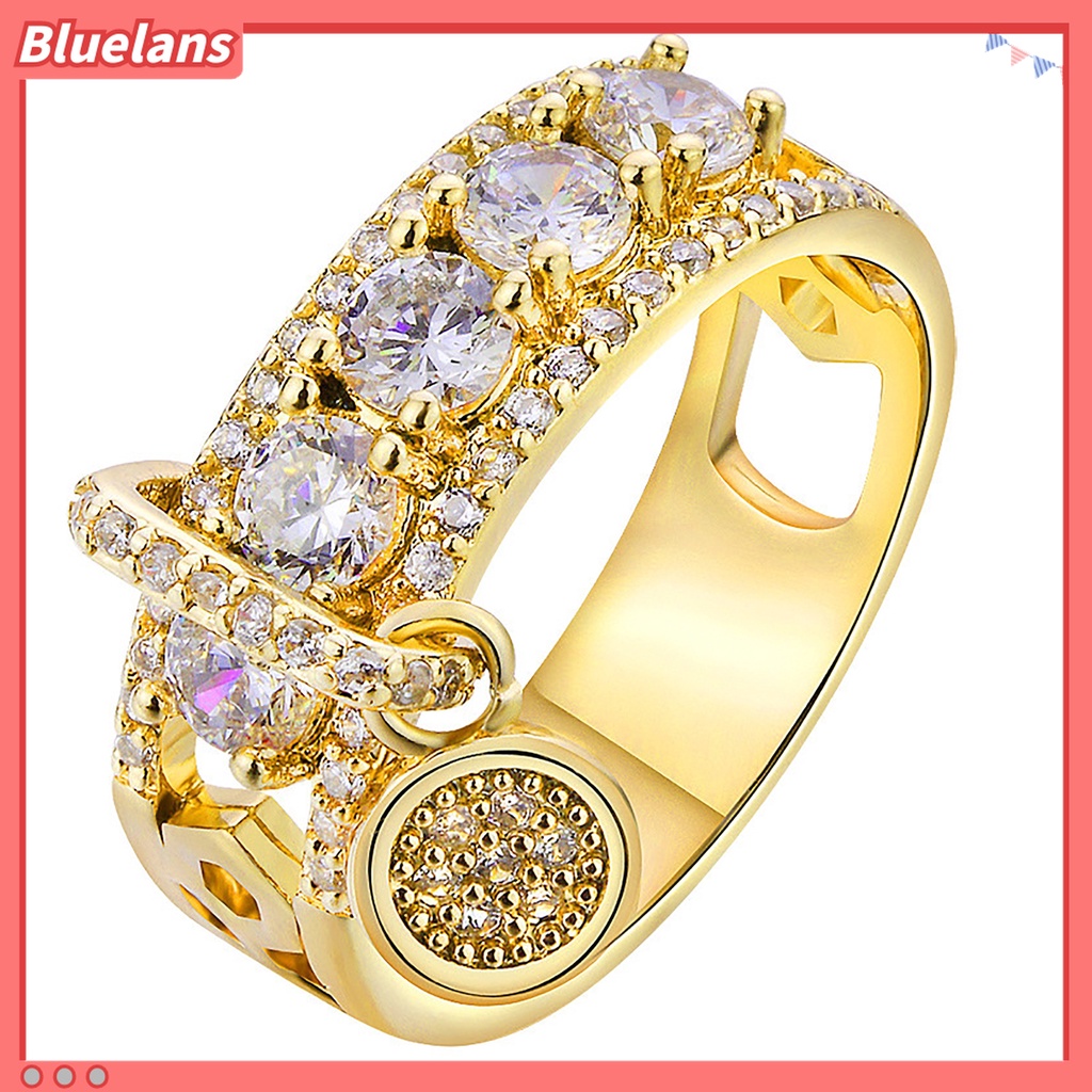 Cincin Liontin Cubic Zirconia Model Hollow Lebar Bahan Alloy Untuk Wanita