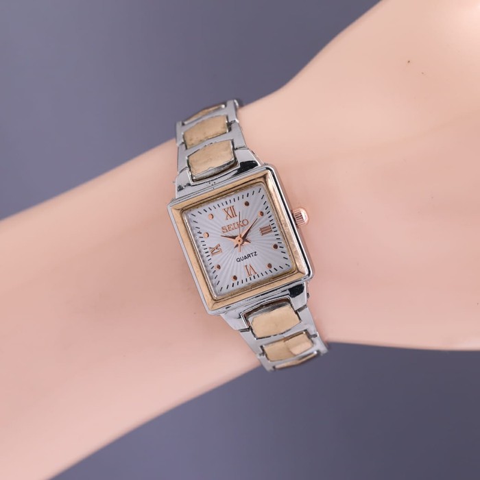 Diskon Jam Tangan Wanita Cewek Seiko Segi Rantai Kombi Rose Termurah