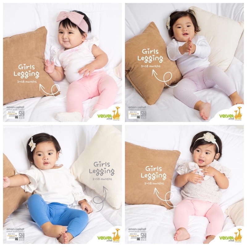 VELVET JUNIOR Legging Bayi/Legging Anak Polos/Solid Size Nb-5th