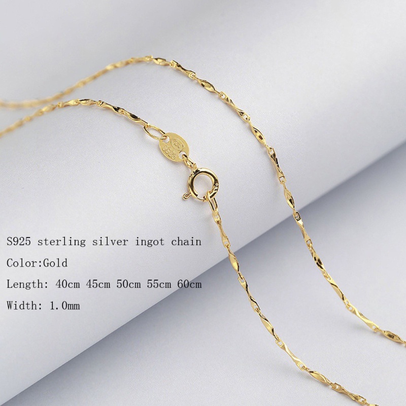 6 gaya 18 K Rantai Emas 100% Nyata S925 kalung perak murni  Kalung Desain Yang Berbeda/Panjang Berlapis Emas Liontin Rantai Wanita Perhiasan Hadiah