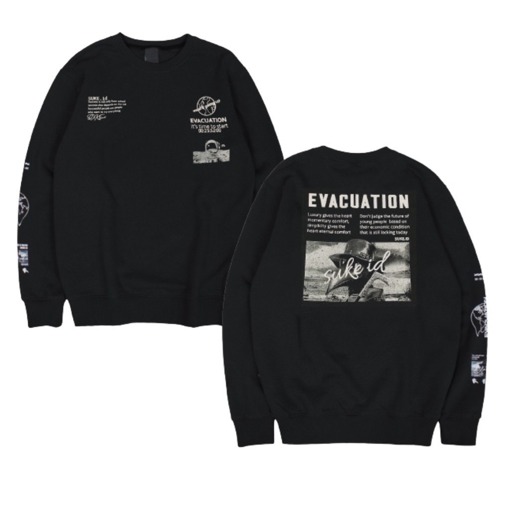 SUKE SWEATER CREWNECK BLACK DEATH BLACK | SWEATER PRIA  KEREN | SWEATER WANITA TERBARU