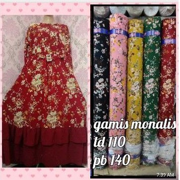 gamis bunga monalisa mix ceruti bunga malaysia gesper umpak susun bawah busui jumbo seleting depan