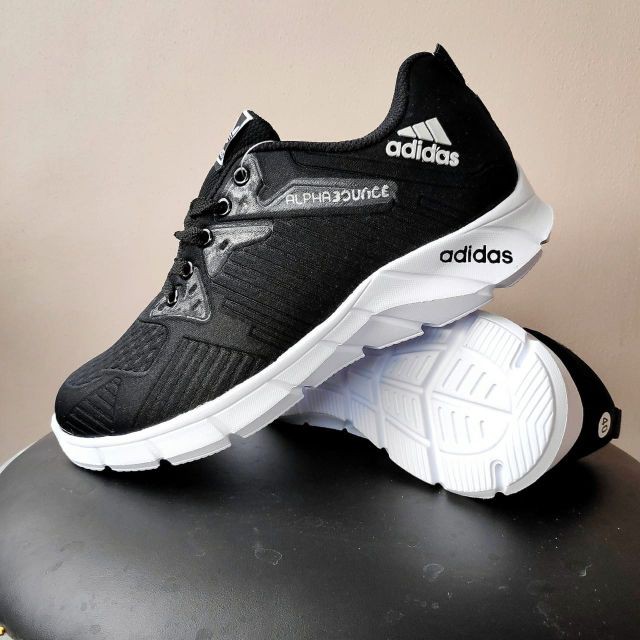 SSR - Sepatu Pria Adidas Alphabounce Hitam Sneakers Bertali Olahraga Jogging Sport Running Lari