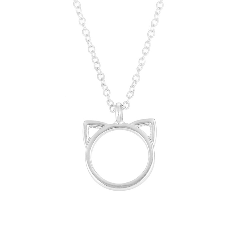 Hu Hu Hu Hu Hu Alat Bantu Pasang Kacamata♡ Kalung Rantai Dengan Liontin Bentuk Telinga Kucing Untuk Wanita