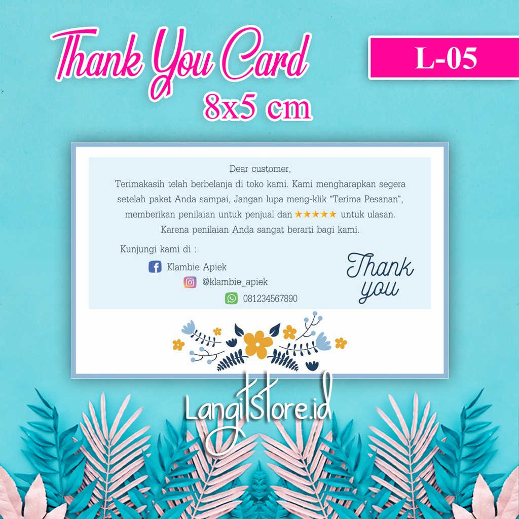 Thank You Card For Online Shop Kartu Ucapan Terima Kasih Landscape Thanks Card Shopee Indonesia