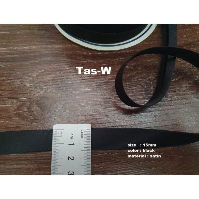 

Bias tape/bisban satin ukuran 15mm (per m) - Hitam BERGARANSI