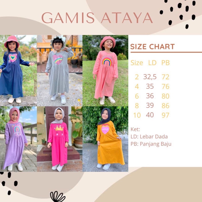 Gamis Anak Ataya Original Hooneybee Smilee Kaos Super Premium Pakaian Anak Perempuan Terlaris Termurah Best Seller