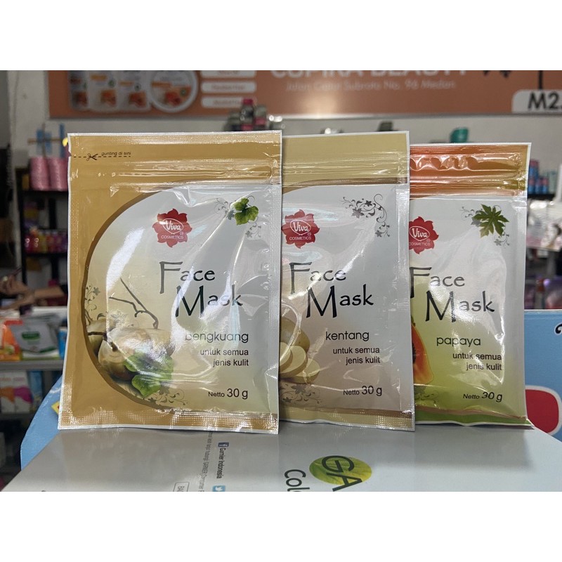 &lt;i,x&gt; viva face mask bubuk 30 gr // viva face mask bengkoang // viva face mask papaya // mask viva kentang