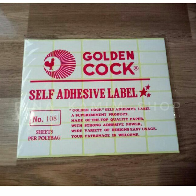 

Label no 108/ Label/ Sticker merek Golden Cock