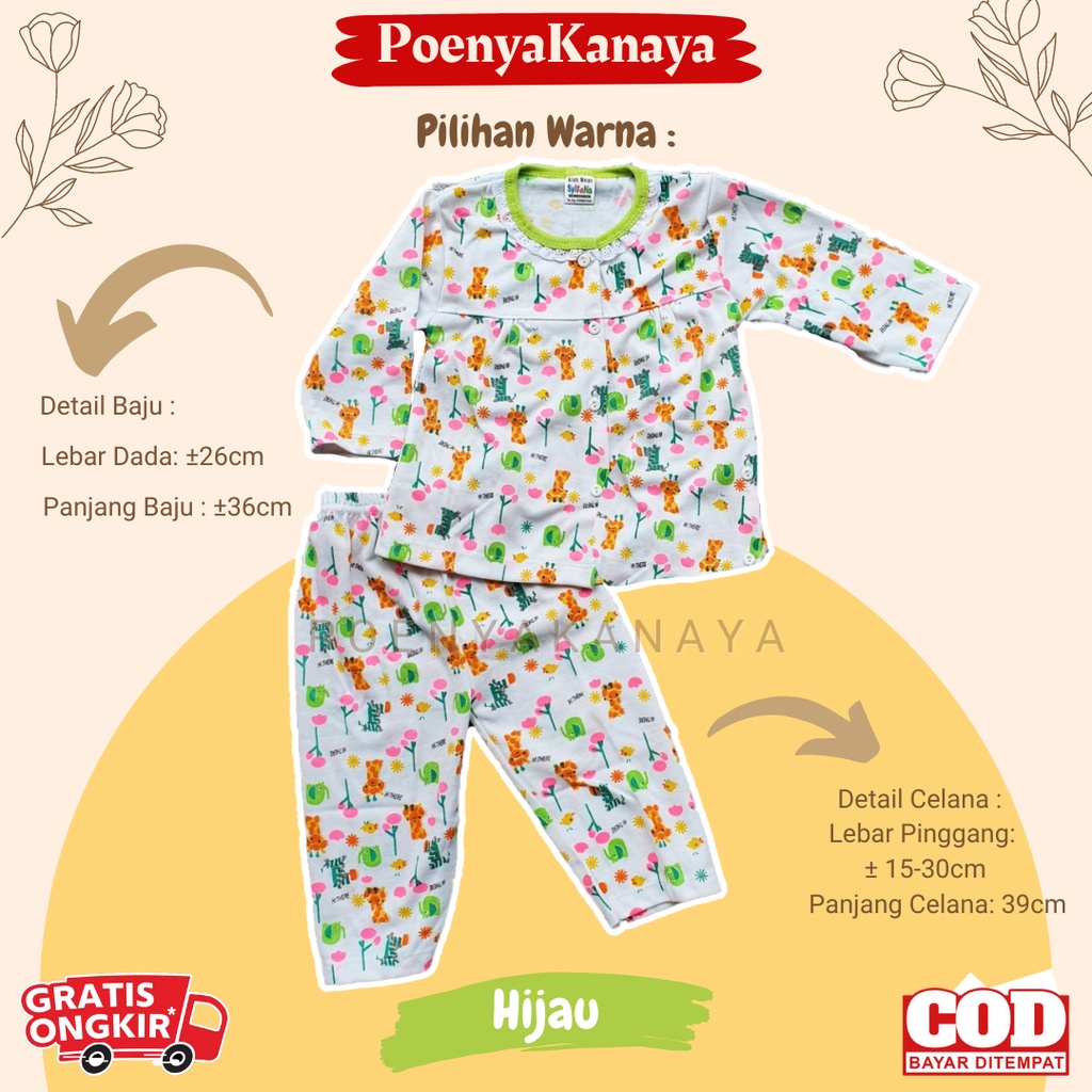 Setelan Baju Bayi Piyama Bayi Panjang Perempuan Animal Syifana 3-12 bln SPY68