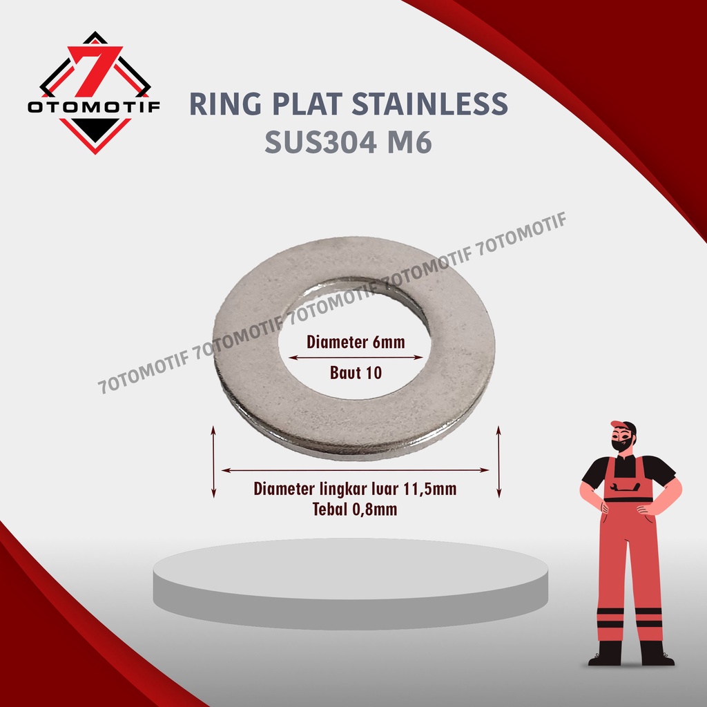 Ring Plat Stainless Steel SUS 304 M6