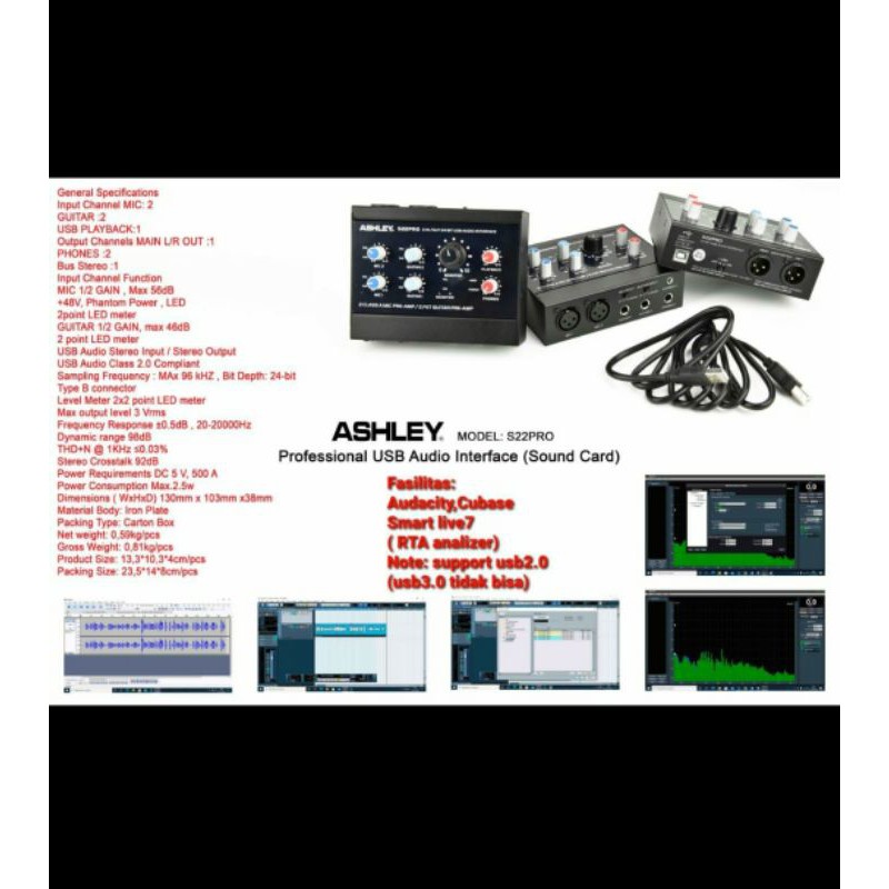 Sound Card Ashley T22Pro/T22 Pro USB Interface Soundcard