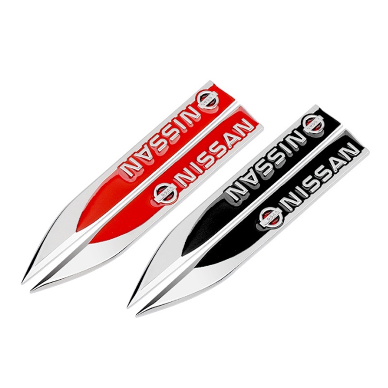 2pcs Stiker Metal 3D Dekorasi Fender Samping Mobil Untuk Nissan March Almera Note Livina Juke X-trail