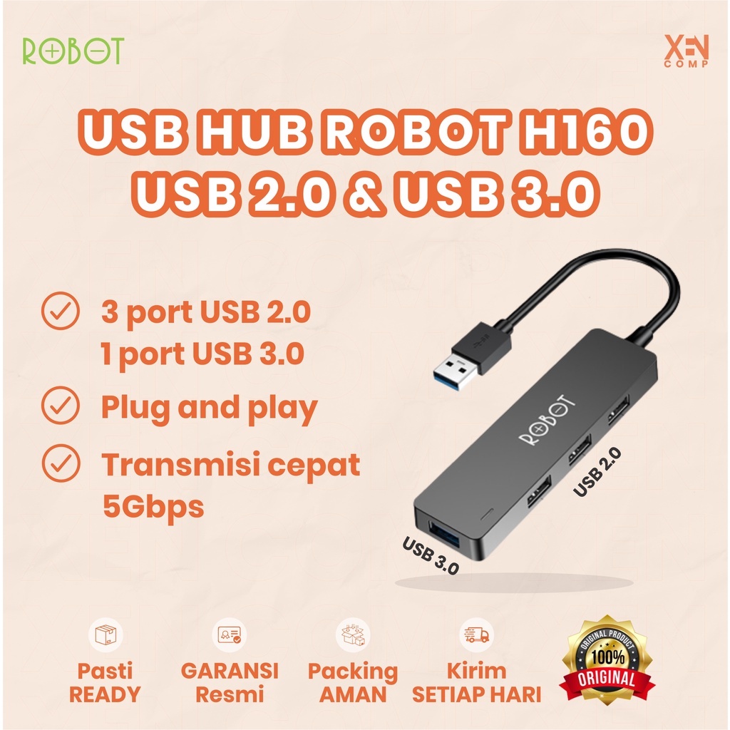 USB Hub Robot H160 4Port USB3.0 USB2.0 High Speed 5Gbps