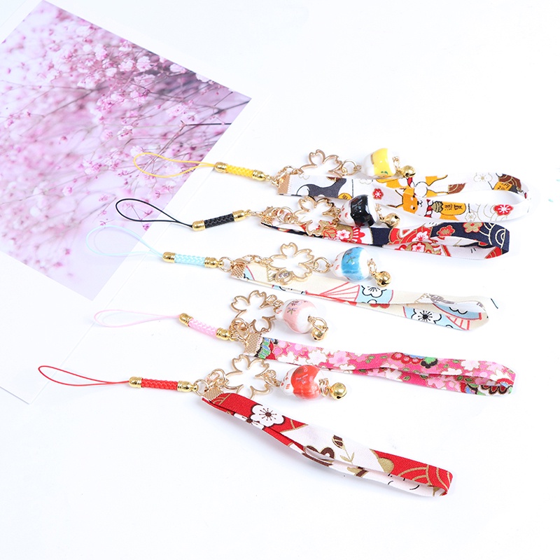 (E2id &amp; &gt; Tali Lanyard Motif Bunga Daisy + Bel Untuk Handphone