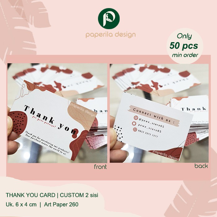

Thank You Card | Thanks Card | Kartu Ucapan Terima Kasih | CUSTOM03 6x4cm 2 sisi