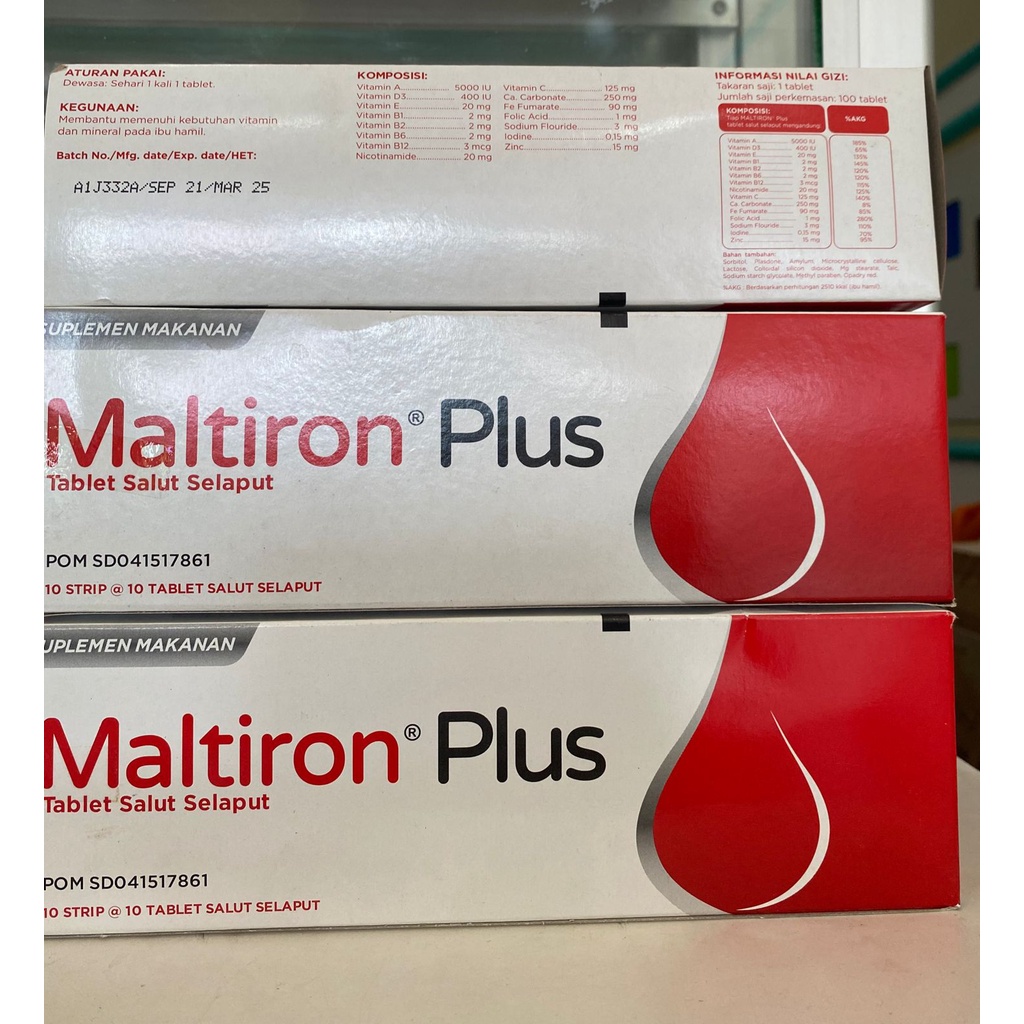 Maltiron Plus Perstrip isi 10 Tablet/Multivitamin/Mineral/Zat Besi