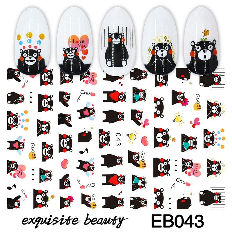 Cute Kumamon Ultra Thin Nail Sticker Stiker Kuku Karakter Lucu Nail Art Craft Jurnal EB043