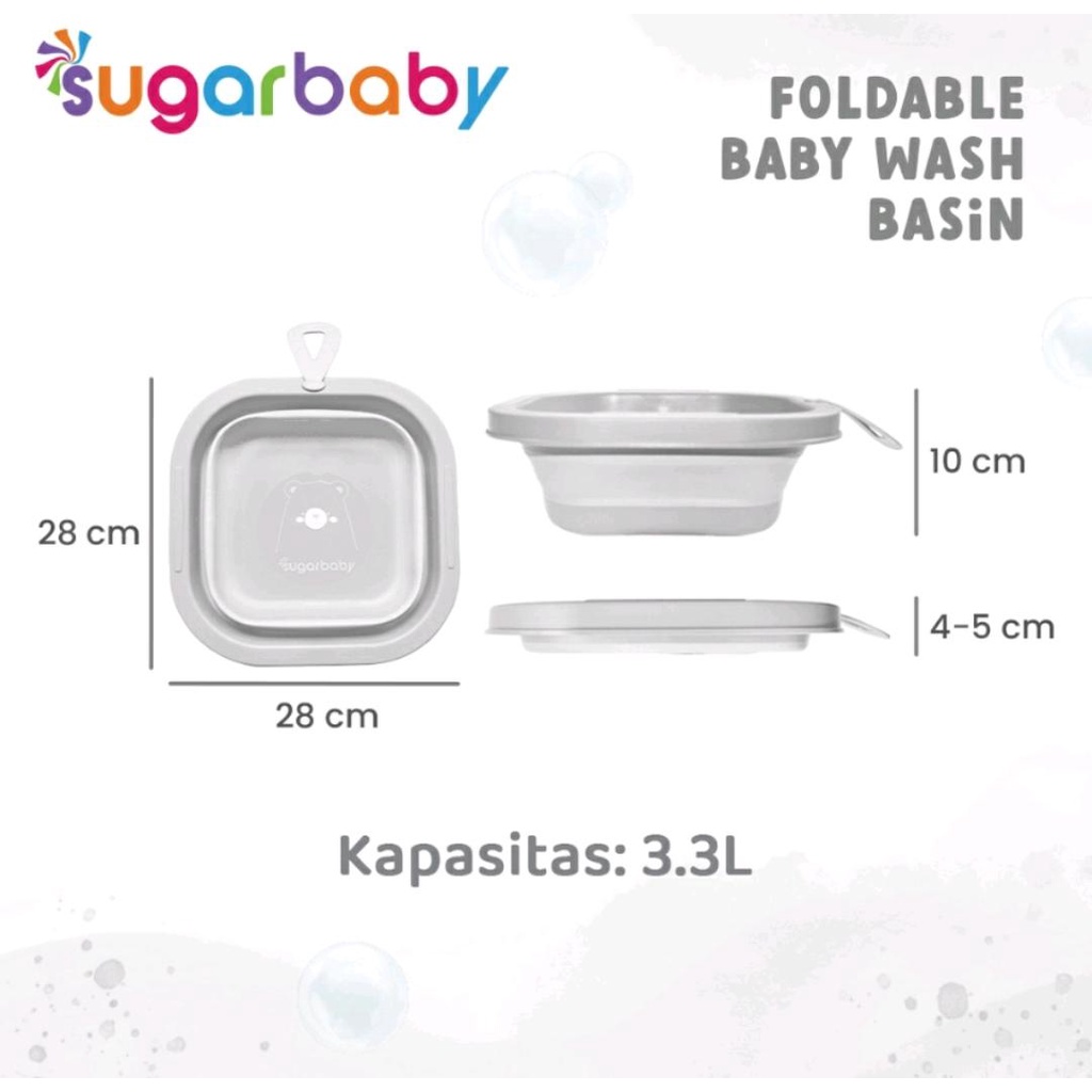 SUGARBABY FOLDABLE BABY WASH BASIN / BASKOM LIPAT BAYI / EMBER LIPAT MULTIFUNGSI