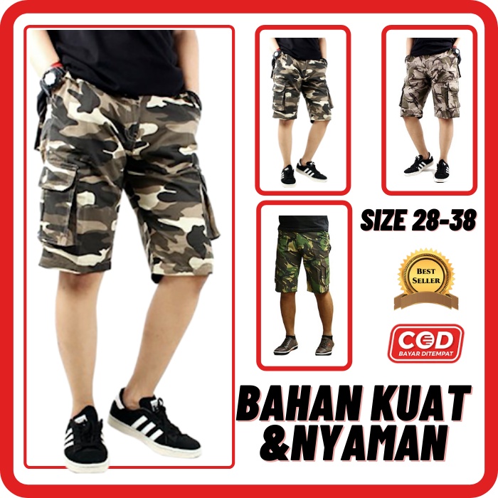 Celana Cargo Pendek Pria Dewasa Army Loreng
