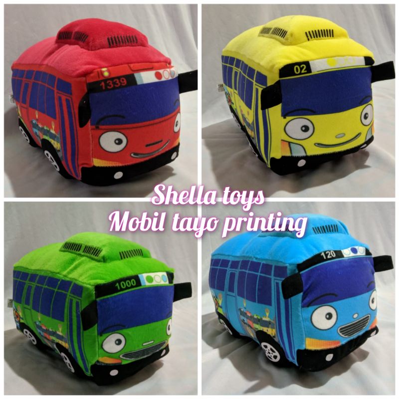 Boneka Mobil  Bus Tayo 30x20 mainan anak printing dan bordier 30x15