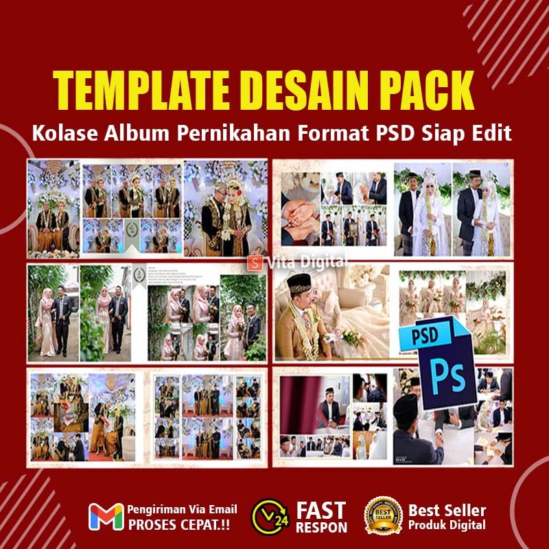 Template Kolase Foto Album Pernikahan Premium Pack