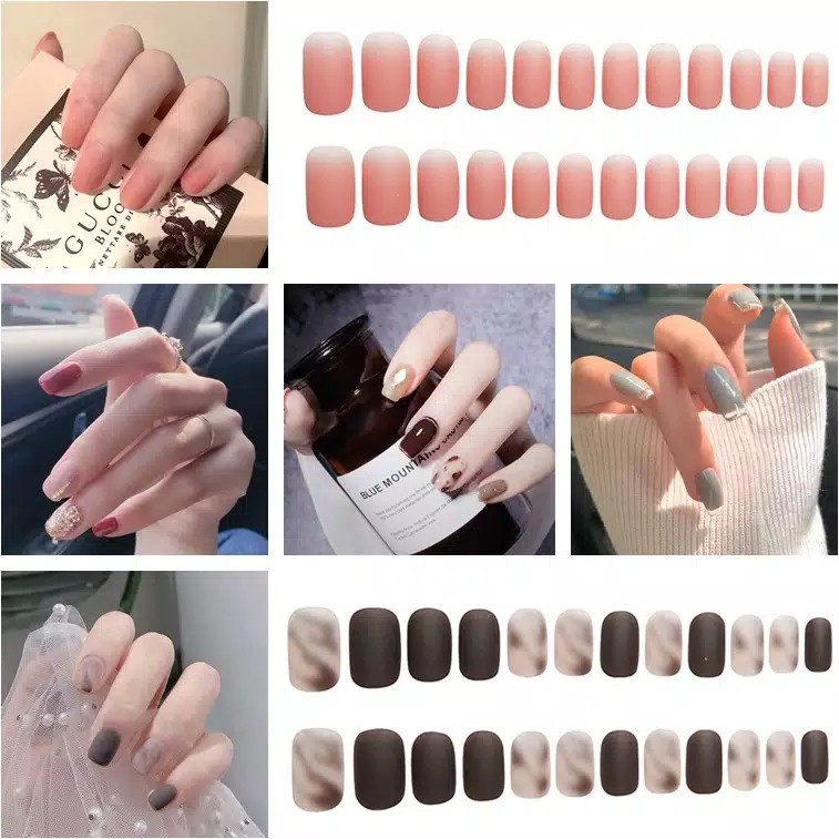 24 PCS False Nail High Quality with Pattern | Kuku Palsu Bermotif | Waterproof | Nail Art