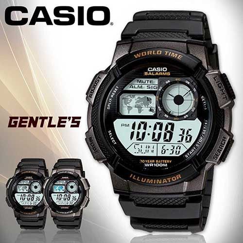 Jam Tangan Casio World Time AE-1000W Original 100% Japan Movement - Tali Rubber