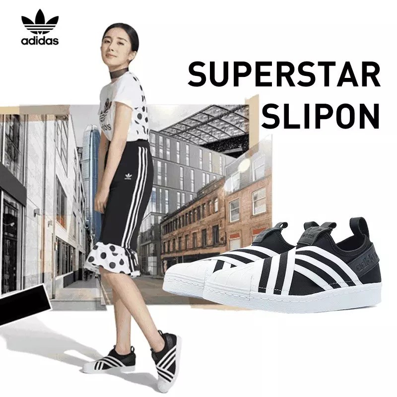 Sepatu Slip On Desain Adidas Superstar Motif Kotak  kotak  