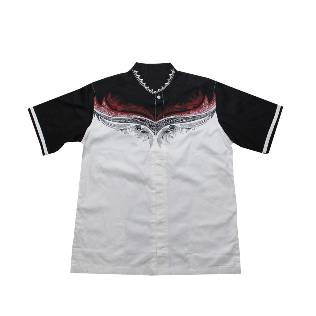  BAJU  KOKO PRIA  MODERN LENGAN PENDEK WARNA PUTIH KOMBINASI 