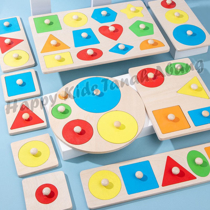 Puzzle kayu / mainan edukasi anak / puzzle bentuk isi 12 pegangan