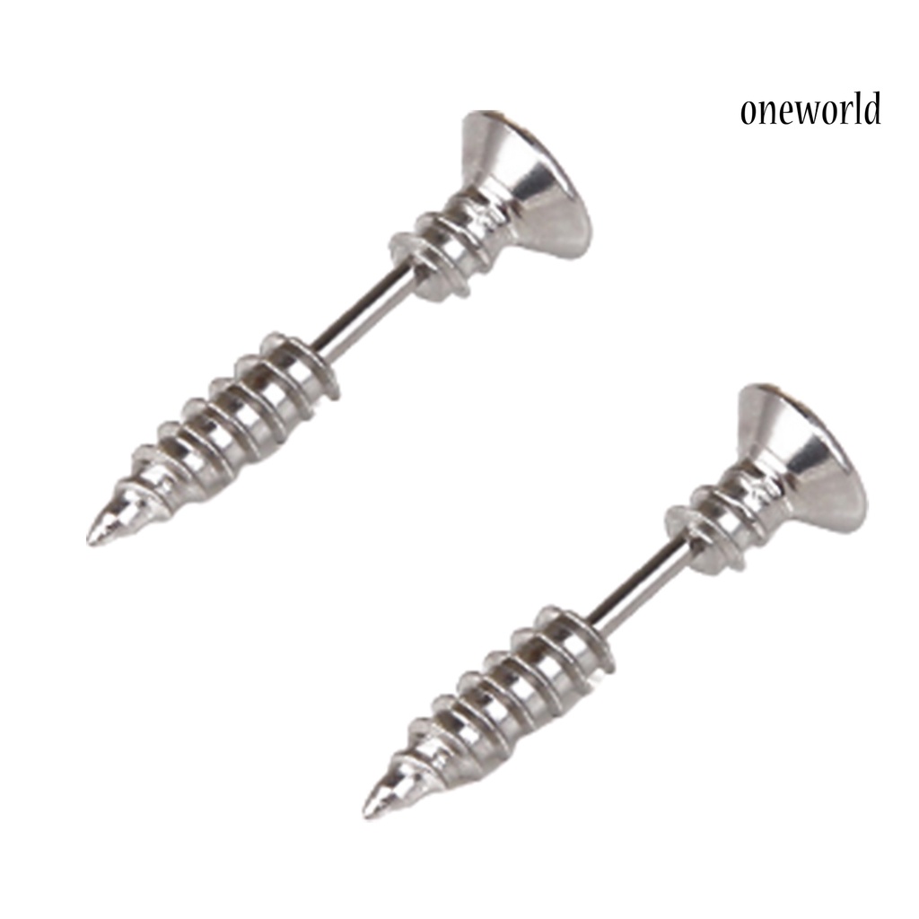 OW# Funny Screw Shape Ear Studs Cool Double-Sided Earrings Fashion Jewelry Gift