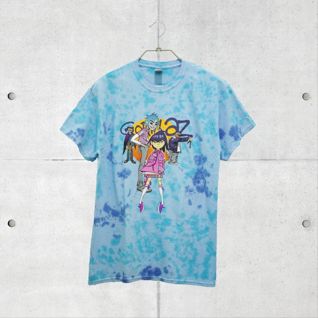 Baju Kaos Band Official Original Gorillaz (Orange Circle Tie Dye) Tshirt