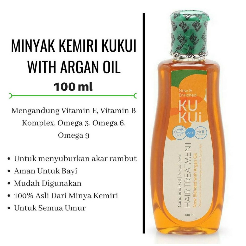 Kukui Minyak Kemiri Original dengan Minyak Argan Original / Minyak Penyubur Rambut untuk Bayi