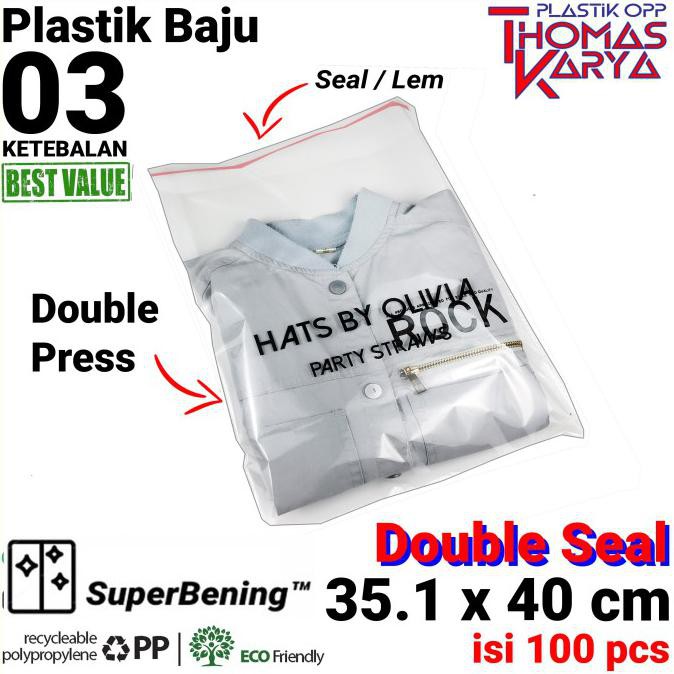 

Favorit] Plastik Opp Lem Tipis 35.1X40 Cm Double Seal Packing Baju Jaket Kemeja